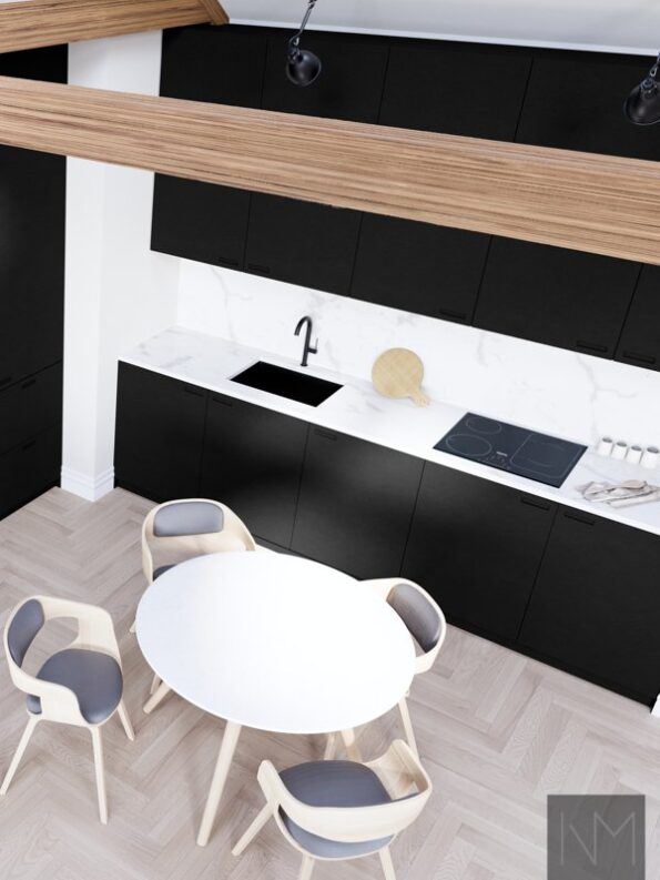 Türen für Küche und Kleiderschrank im Design Pure Exit. HDF-Farbe schwarz