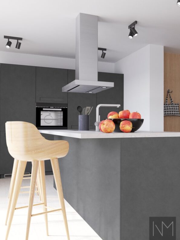 Türen für Küche und Kleiderschrank im Design Pure Ontime. HDF-Farbe grau