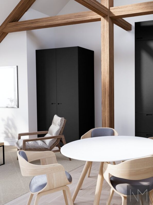 Fronten für Küche und Kleiderschrank im Design Pure Exit. HDF-Farbe schwarz.
