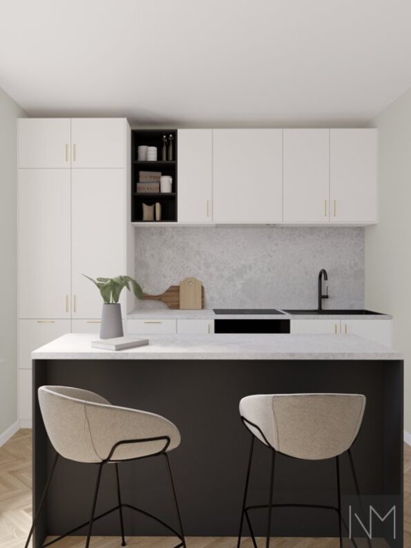 Küchenfronten im Design Soft Matte. Farben schwarz und weiß