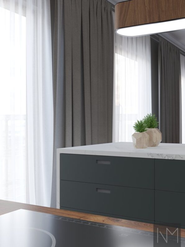 Küchentüren im Design Pure Linoleum Exit. Farbe HDF hellgrau, Linoleum 4155 Zinn