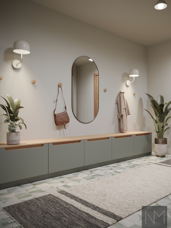 Aufbewahrungsfronten aus Linoleum Elegance für Metod. Farbe 4184 Olive und geölte Eiche