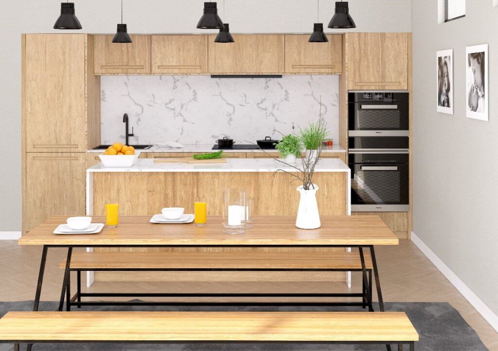Kitchen with IKEA bamboo fronts