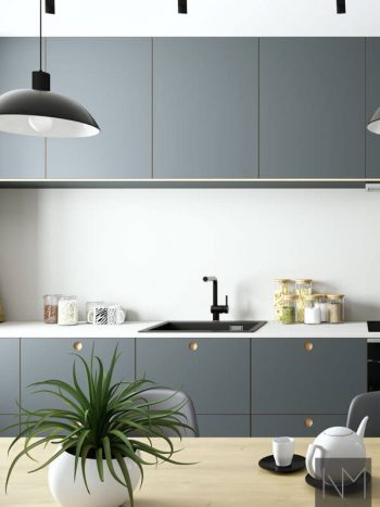 Küchenfronten in Linoleum Basic und Circle Design. Farbe 4155 Swift
