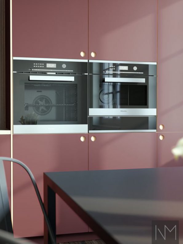 Küchenfronten im Linoleum Circle Design, Farbe Burgundy..