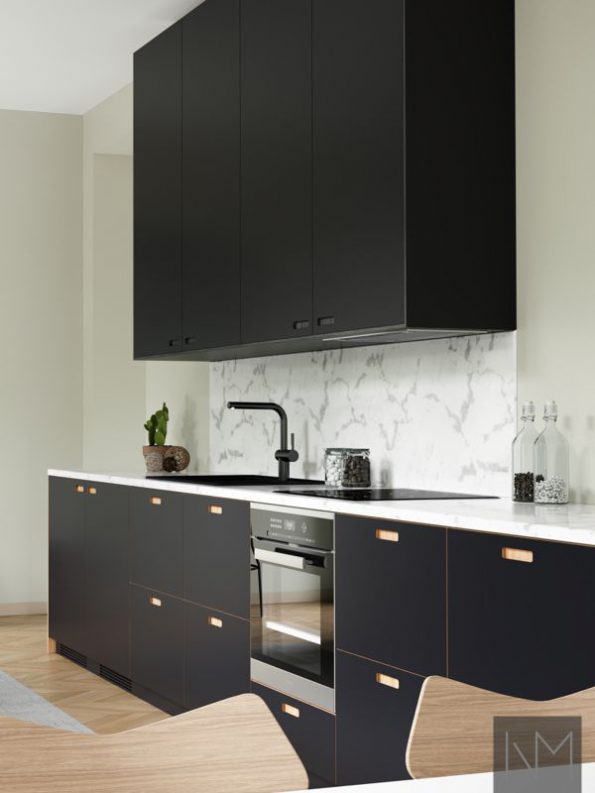 Küchenfronten in Linoleum Exit-Design . Linoleum Farbe 4166 Charcoal