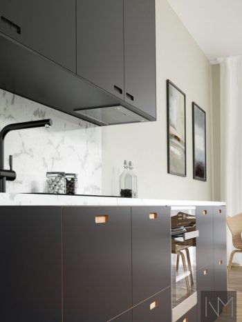 Küchenfronten in Linoleum Exit-Design . Linoleum Farbe 4166 Charcoal.