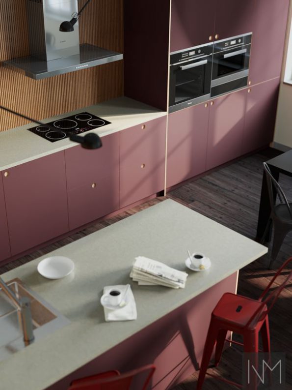 Küchentüren im Linoleum Circle Design, Farbe Burgundy