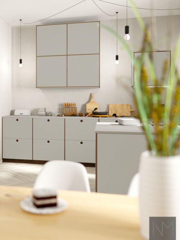 Küchentüren in Linoleum Circle- und Basic-Ausführung . Linoleum Farbe 4175 Vogue, gebeizte Eiche in Nussbaum
