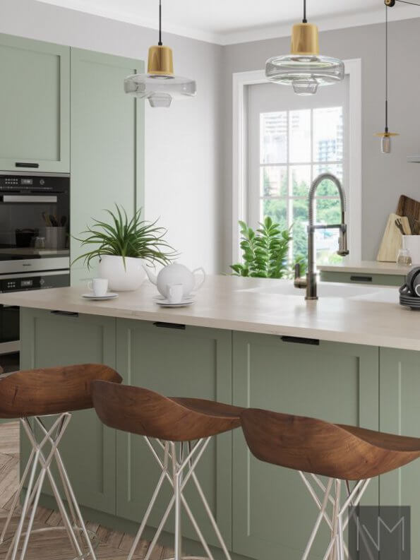 Küchenfronten im Classic Style Design in ANTIQUE GREEN 7629. NCS 4708-G34Y