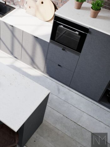 Frentes para cocinas en diseño Pure Basic. HDF gris, con tirador Prince.