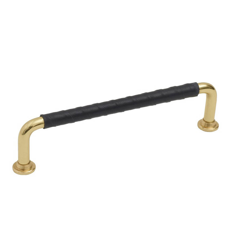 Polished brass with black leather 330716-11