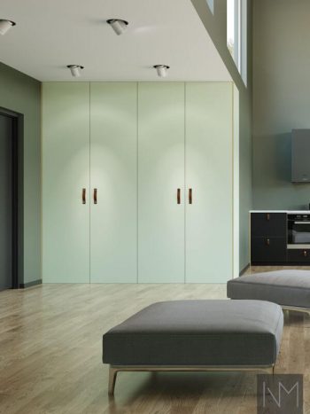 Kitchen and Wardrobe doors in Linoleum Basic design. Colours - pistachio and nero