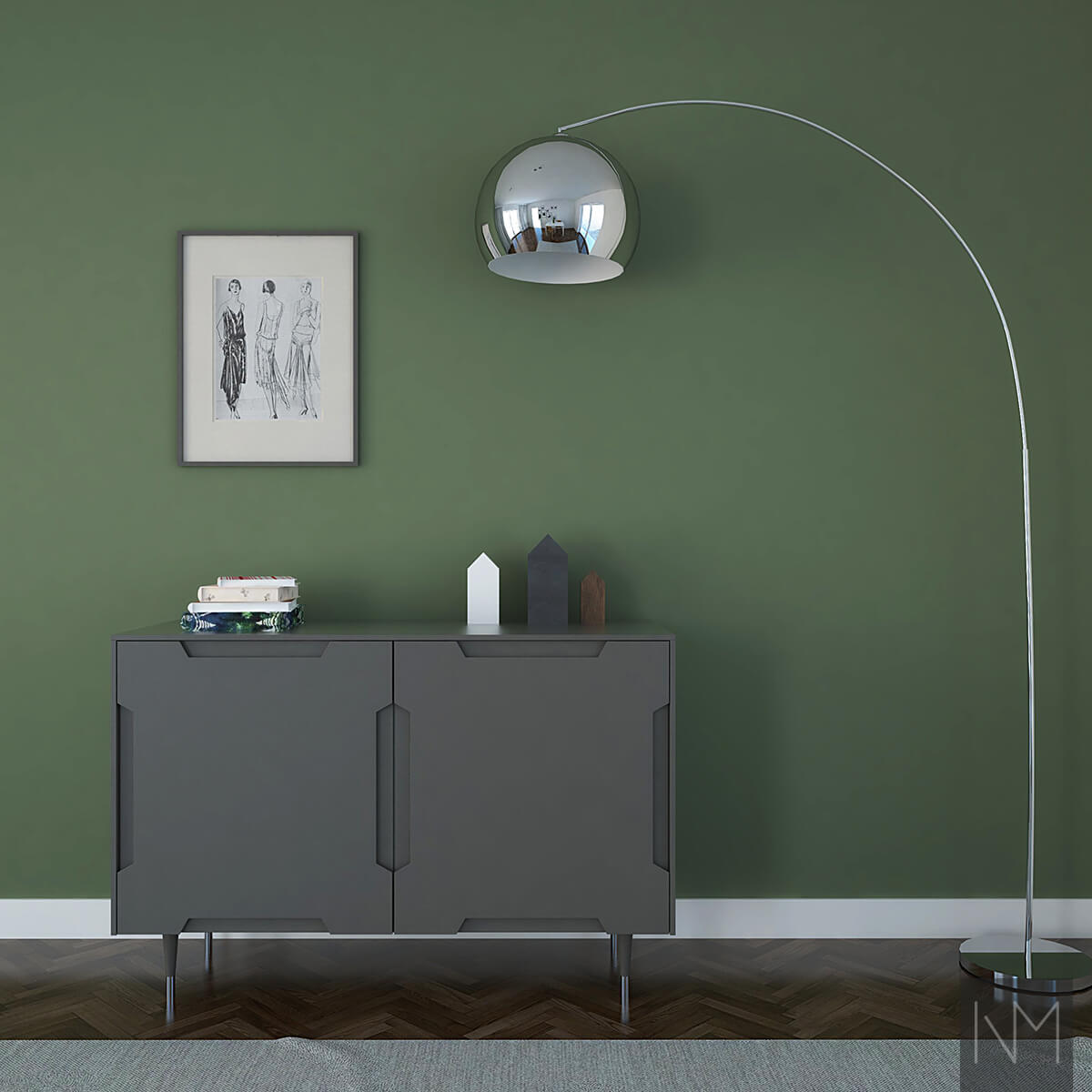 IKEA Besta dressoir CUBE-ontwerp. Kleur NCS S7502-Y of Elegant 1434