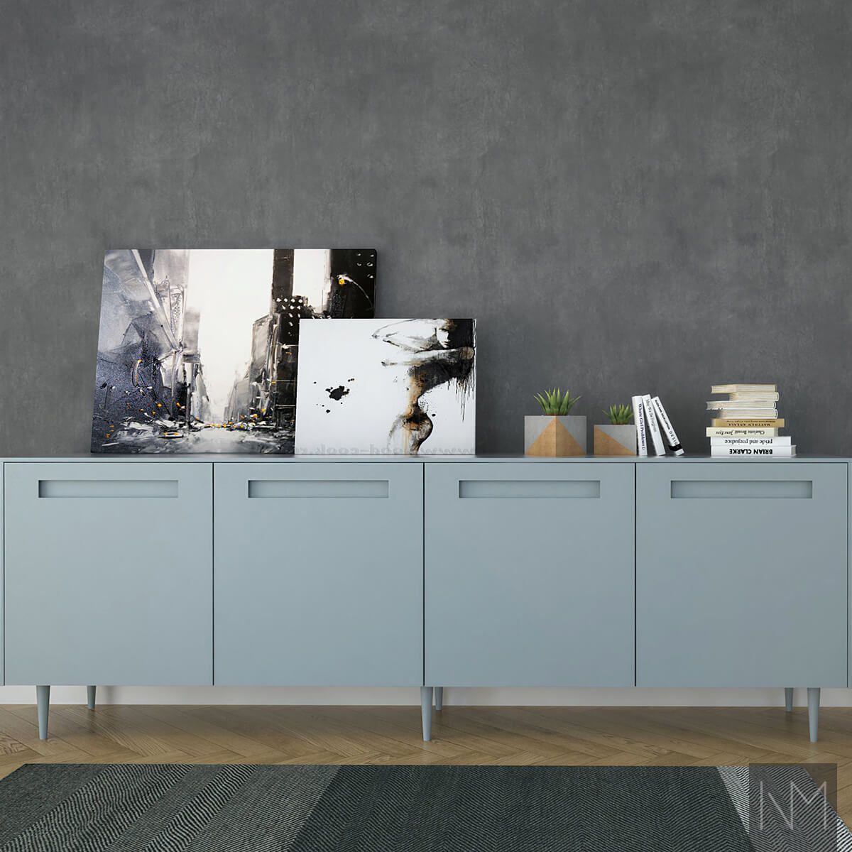 IKEA Besta dressoir Ontime ontwerp. Kleur NCS 3010-B of Dusky Blue 5200