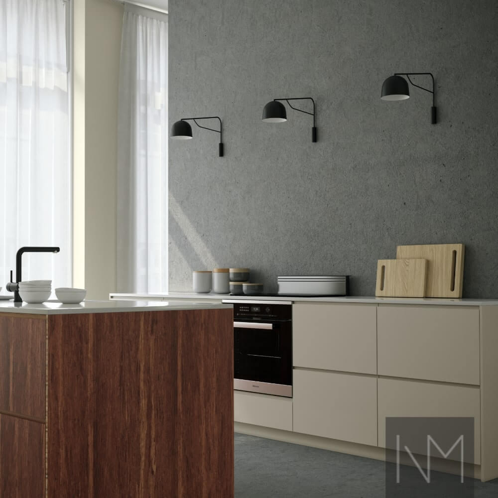 Kitchen doors in Bamboo+ Instyle design in Mocca and Instyle design in Jotun Smooth white.