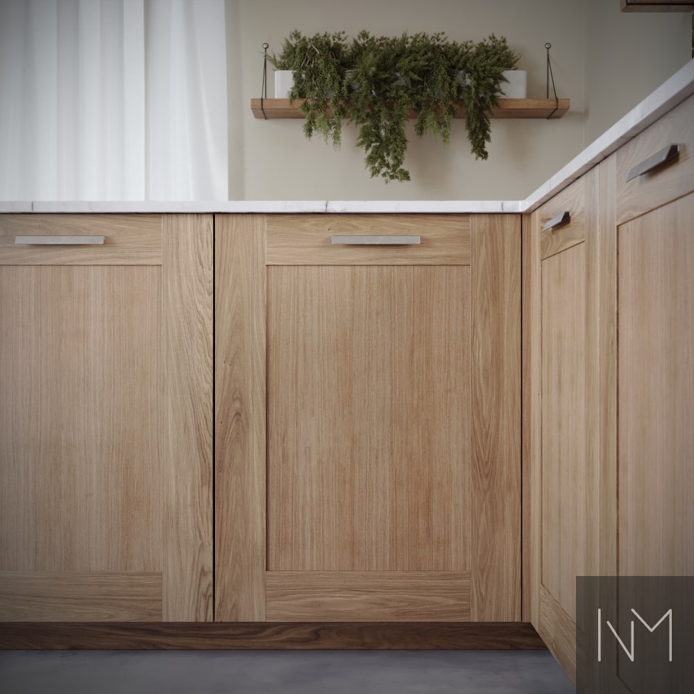 Kitchen doors in Classic Frame design. Oak clear lacquered.