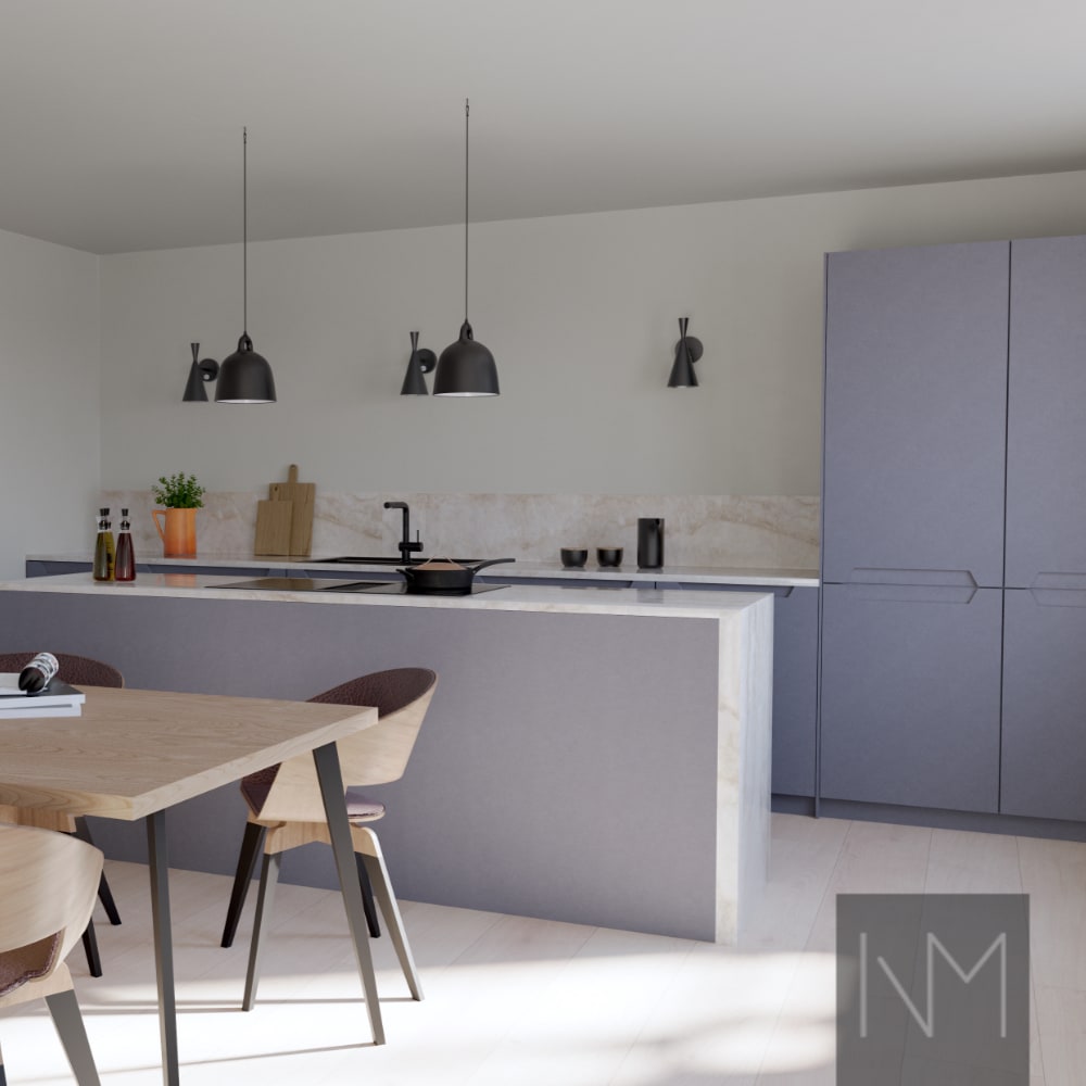 Kjøkkendører i Pure Elegance design. HDF-farge lys grå.