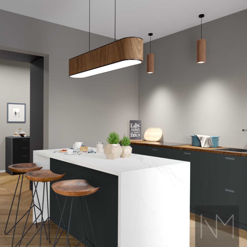 Køkkenfronter i Pure Linoleum Exit design. Farve HDF lys grå, linoleum 4155 Pewter.