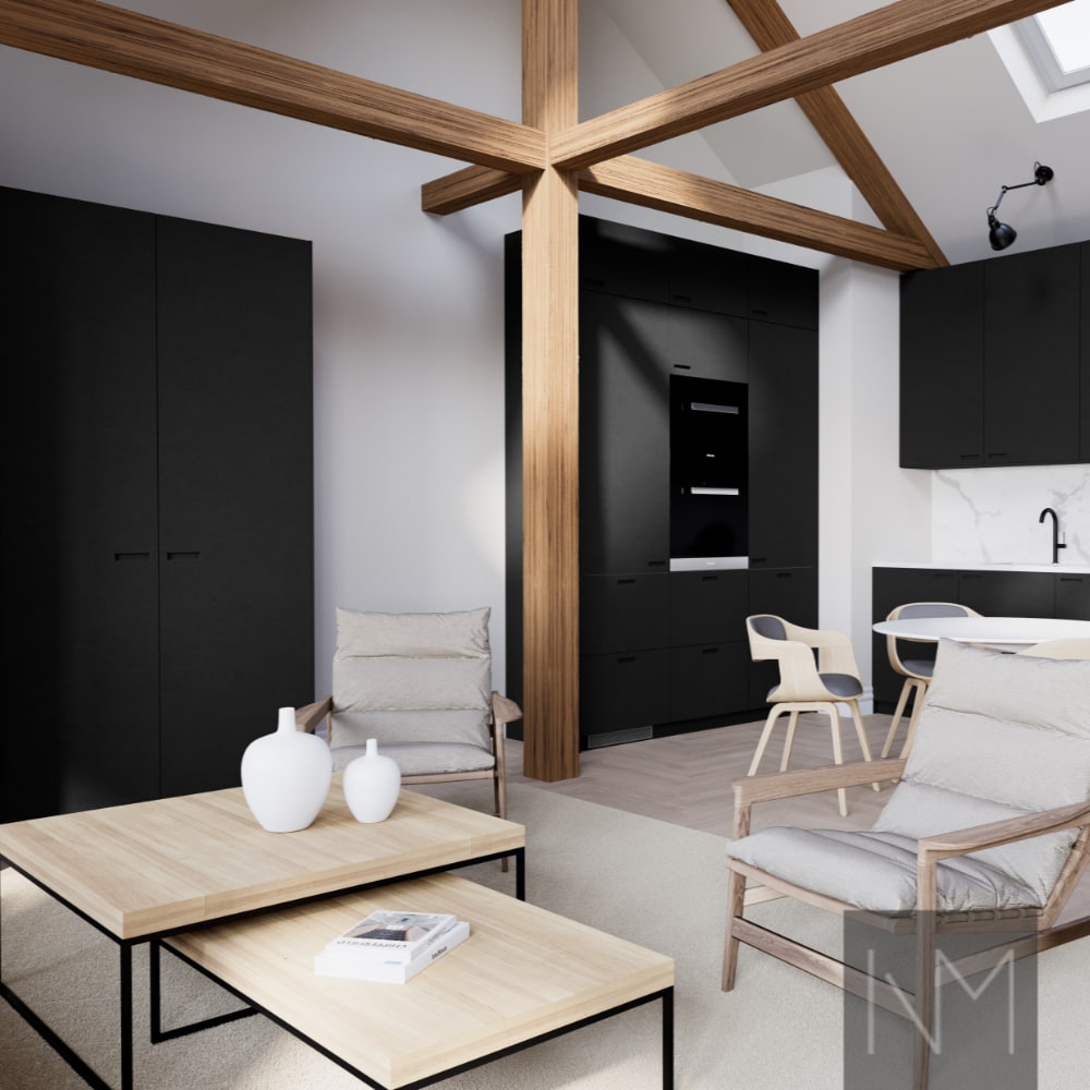 Køkken- og garderobedøre i Pure Exit design. HDF-farve sort.