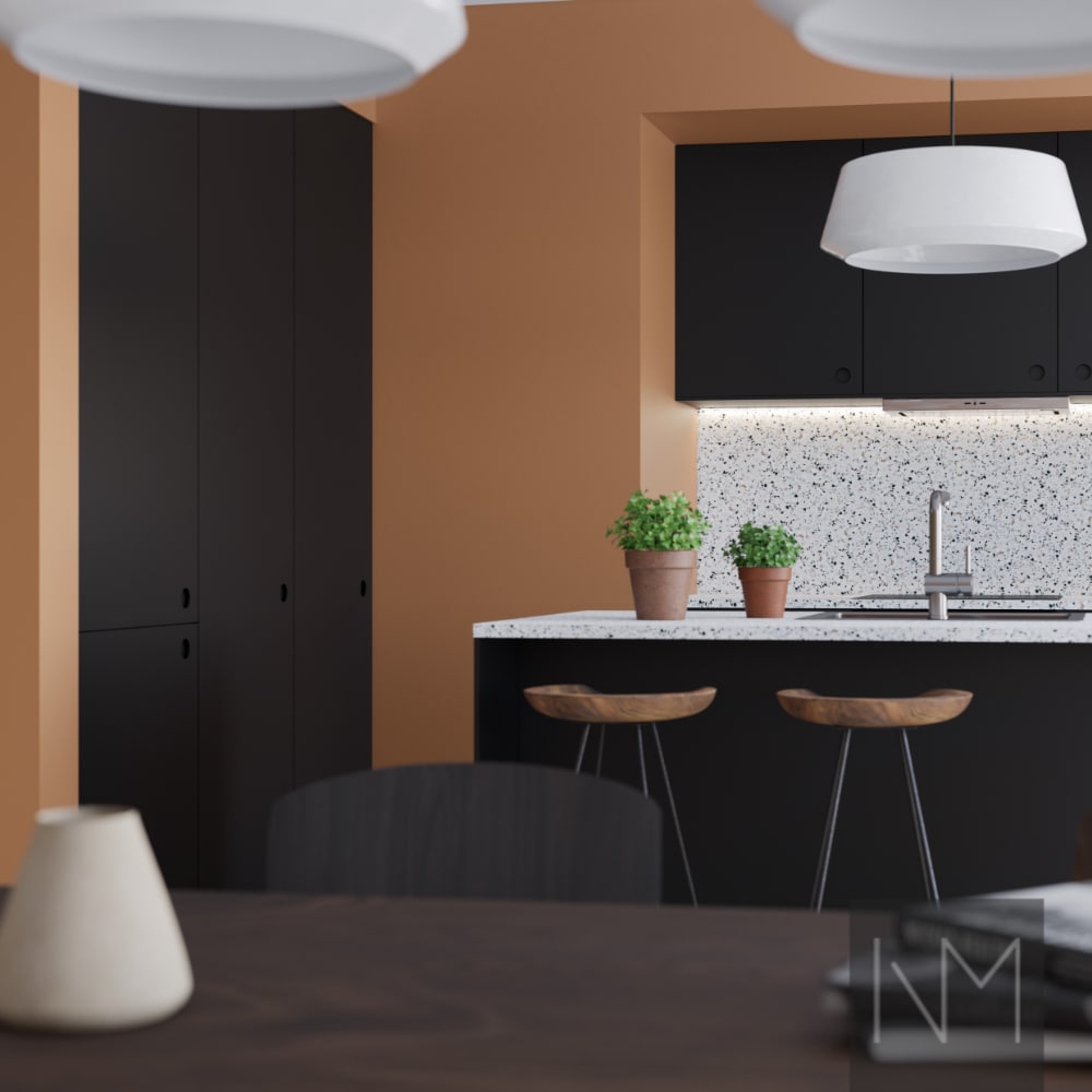 Køkken- og garderobedøre i Soft Matte Circle design. Farve sort.