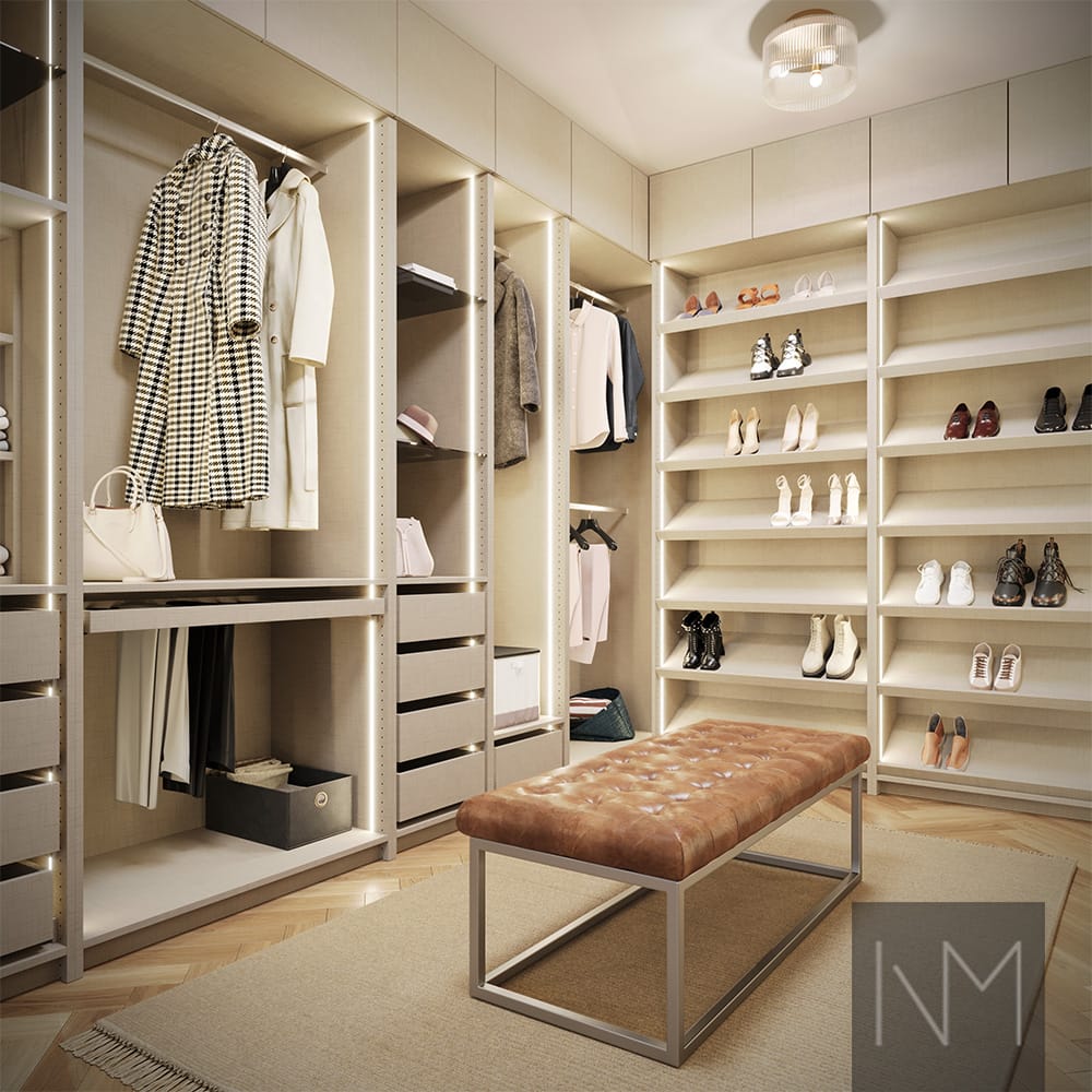 Linen walk-in garderobe. Farge Beige