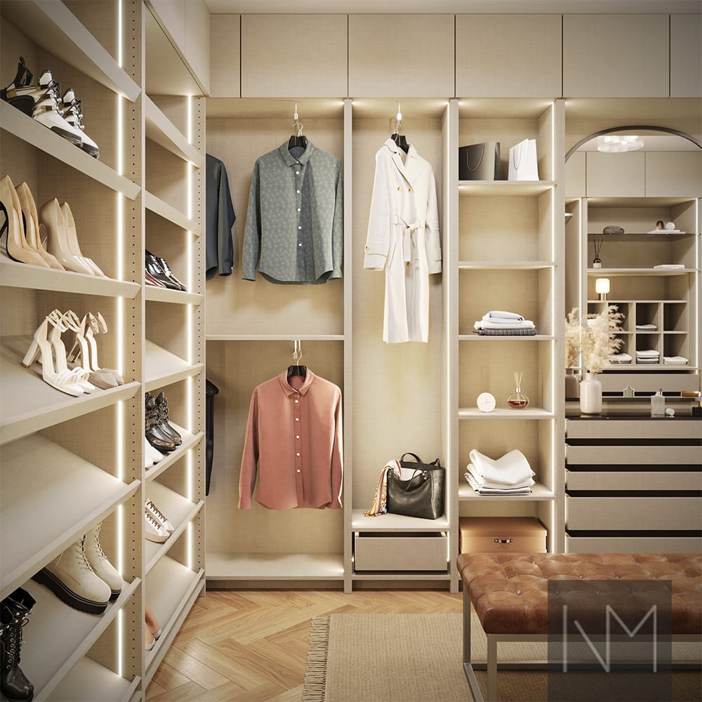 Beige Linen walk-in garderobe