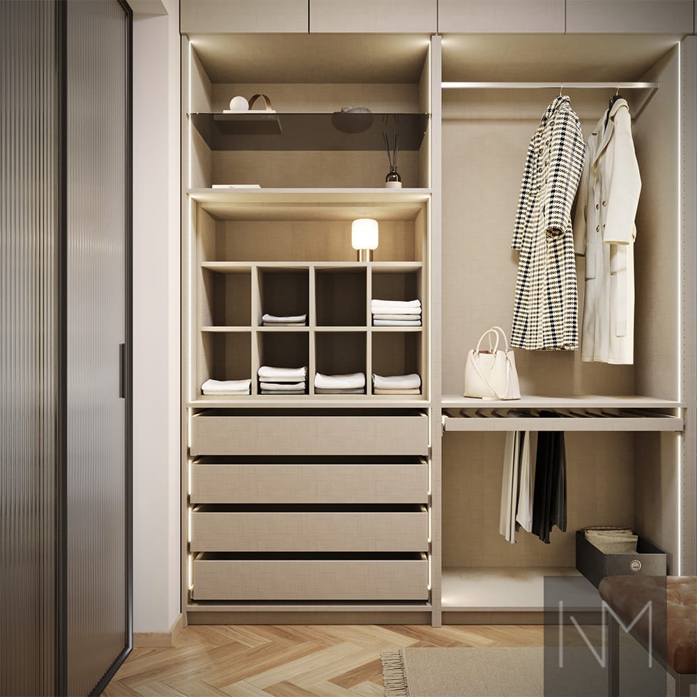 Walk-in Closet in Linen Collection. Colour Beige