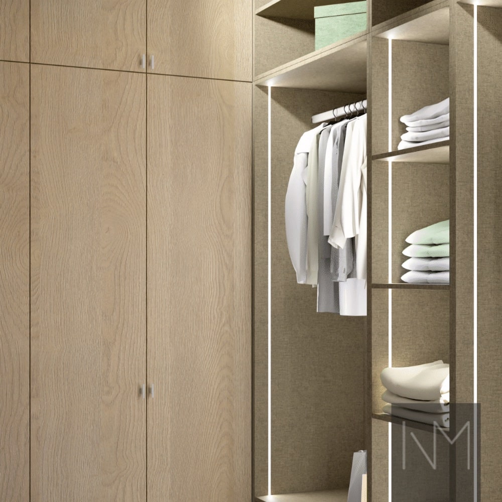 Linen brown PAX visualization walk-in closet
