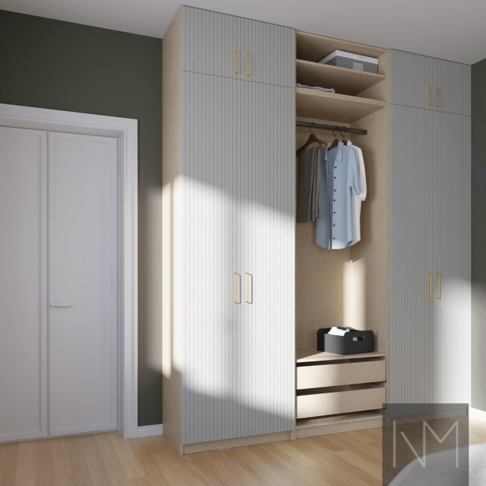 Linen Grey PAX visualisering soveværelse.