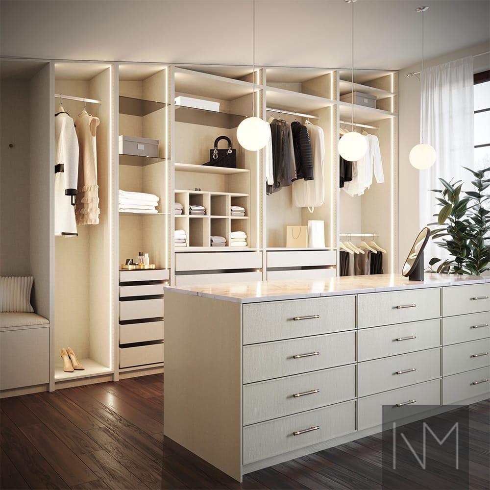 Linen garderobe i Grå. Frameline fronter i Jotun 12077 Sheer Grey.