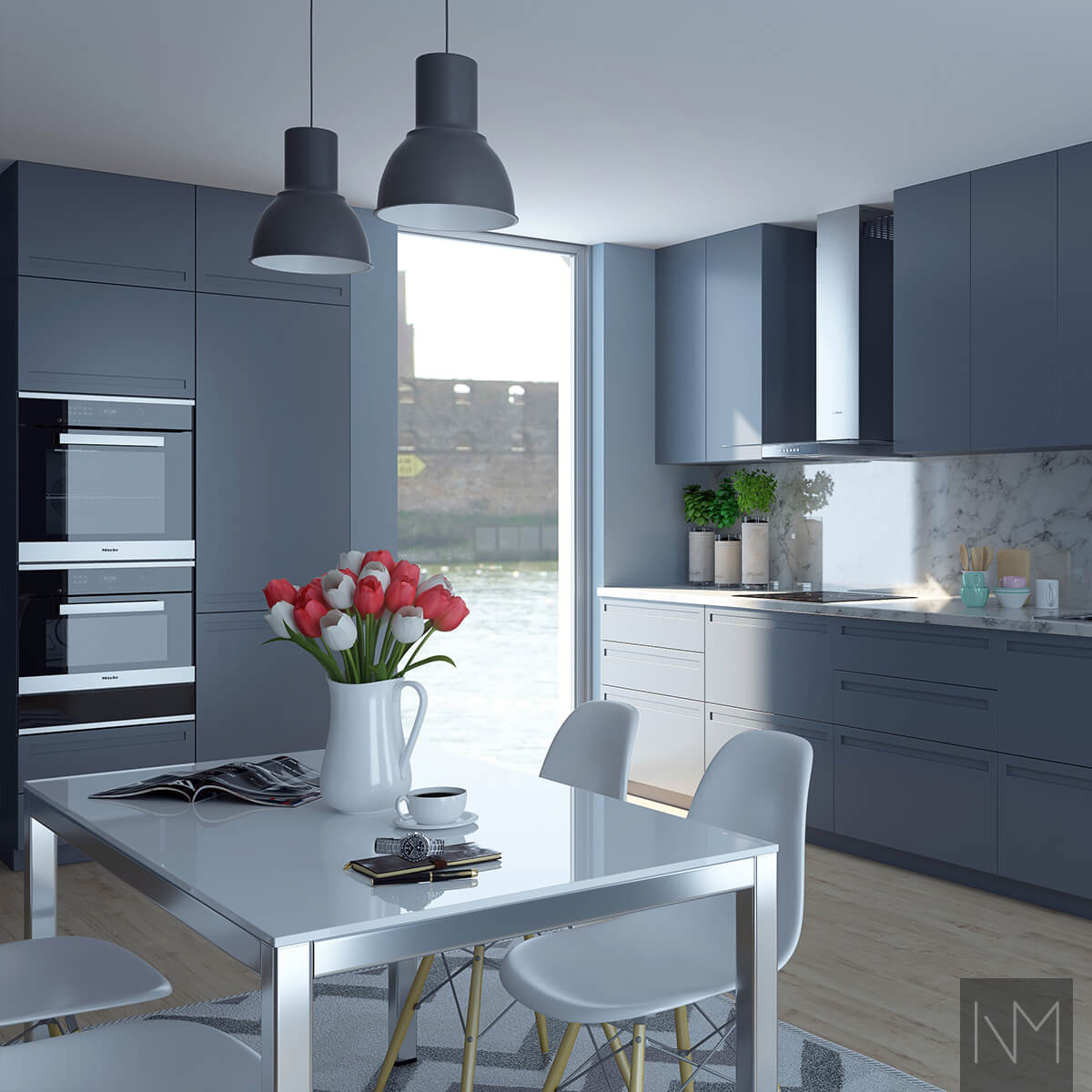 Cucina IKEA Metod o Faktum Basic. Colore NCS S6010-R90B o Jotun Elegant Blue 4638.