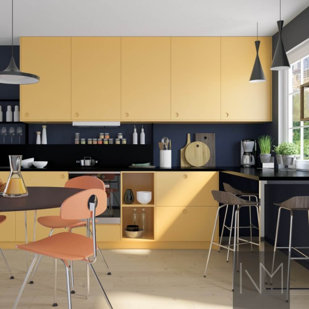 IKEA Metod or Faktum kitchen Circle. Colour Farrow & Ball - Sudbury Yellow no. 51