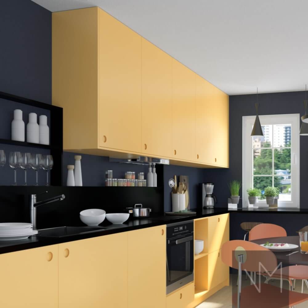 IKEA Metod or Faktum kitchen Circle. Colour Farrow & Ball - Sudbury Yellow no. 51