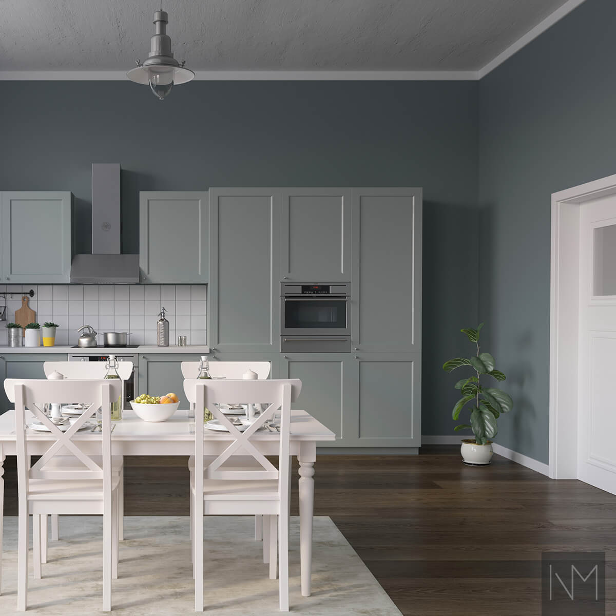 IKEA Metod or Faktum kitchen CLASSIC. Colour NCS 5105-B81G or Jotun Evening Green 6352