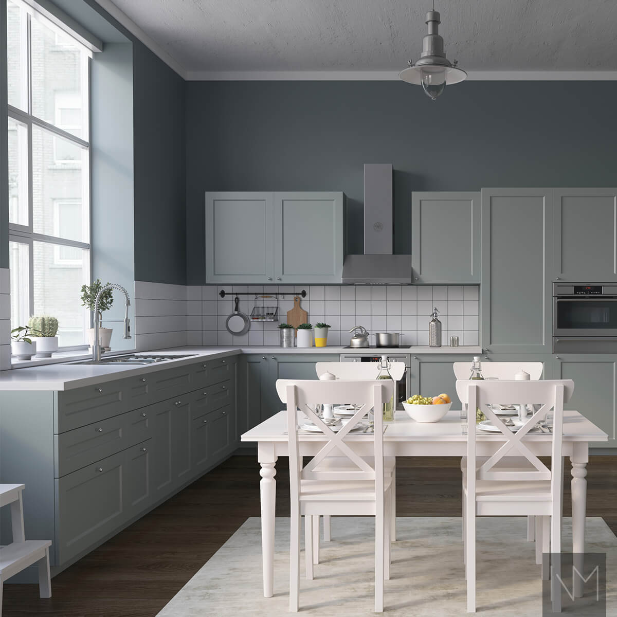 IKEA Metod or Faktum kitchen CLASSIC. Colour NCS 5105-B81G or Jotun Evening Green 6352