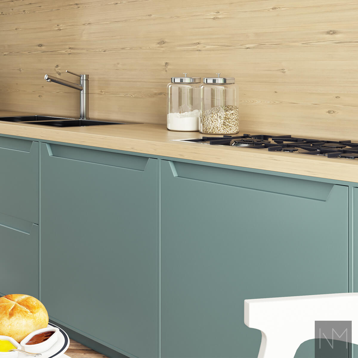 IKEA Metod or Faktum kitchen Elegance. Colour NCS 6713-B34G or Jotun Dark Teal 5454