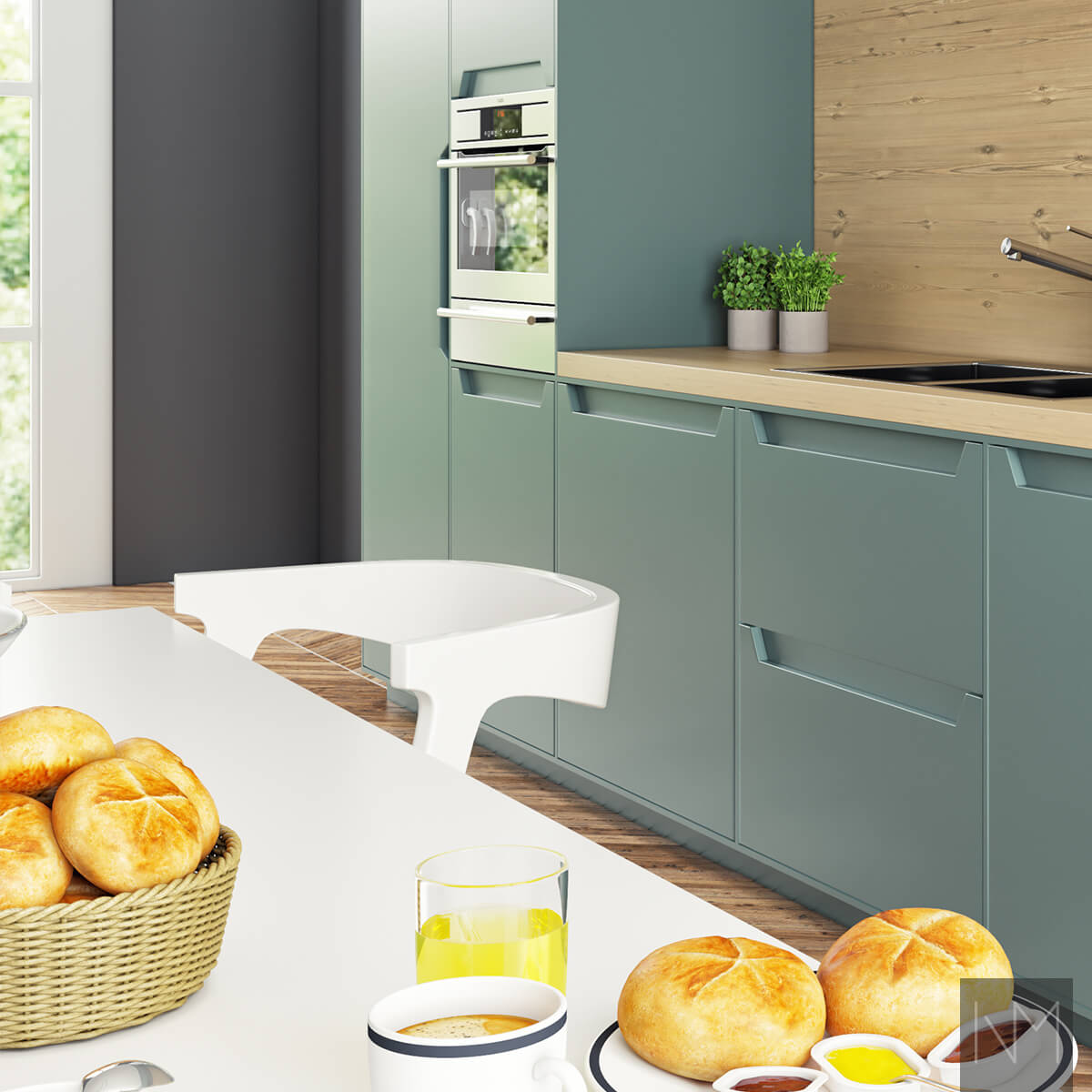 Cucina IKEA Metod o Faktum Elegance. Colore NCS 6713-B34G o Jotun Dark Teal 5454