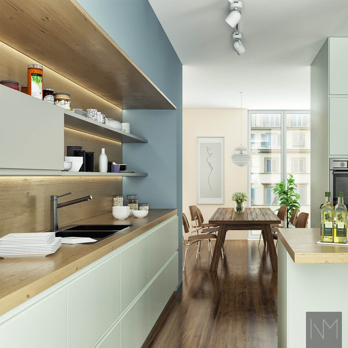 IKEA Metod or Faktum kitchen Instyle. Colour NCS 1706-G15Y or Jotun Soft Mint 7555