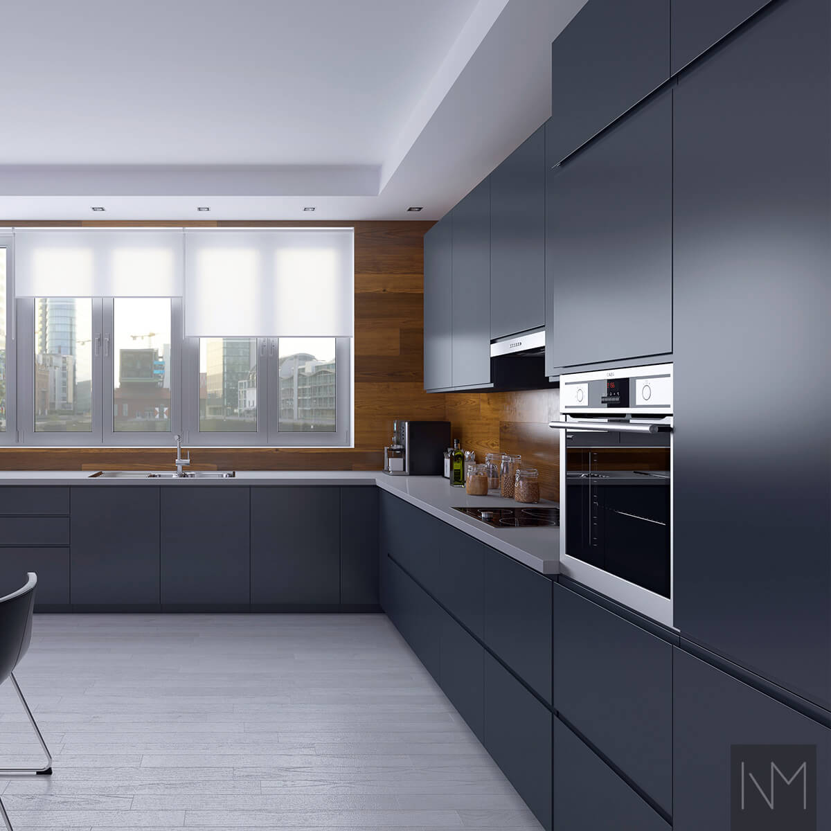 IKEA Metod or Faktum kitchen in Instyle design. Colour NCS S8105-R94B or Jotun Sophisticated Blue 4744