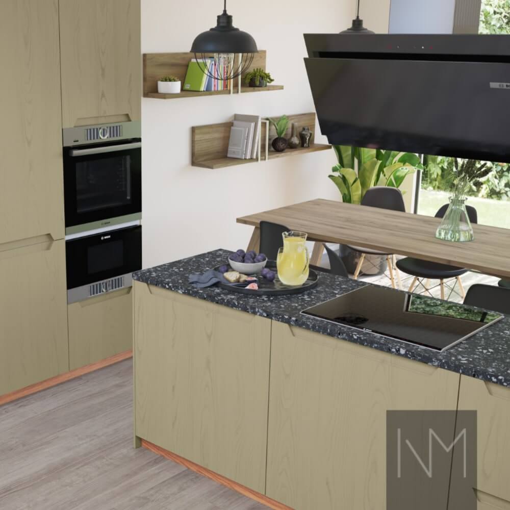 Låger til Metod køkken i Nordic+ Elegance design. EG og farve Jotun 8252 Green Harmony Ash