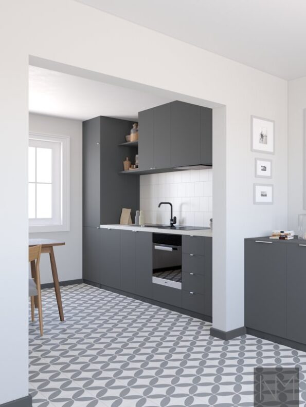 Frontali della cucina e del guardaroba nel design Soft Matte Basic. Colore blu