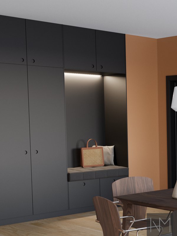 Ante armadio nel design Soft Matte Circle. Colore nero.