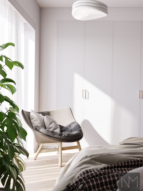 Wonder design för dina garderobsdörrar. Färg Jotun 3037 Cool Ash, handtag i Bridge Polished Copper_