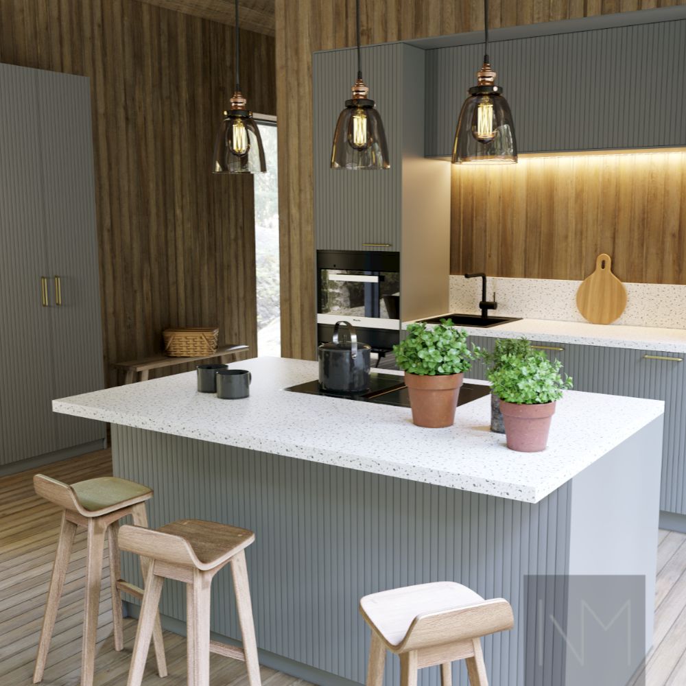 Kitchen with an island - in an industrial style