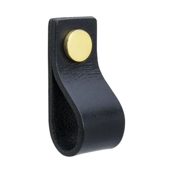 black leather handle with gold fixing