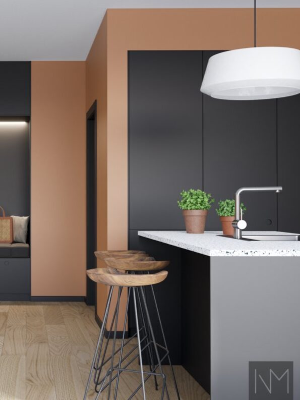 Fronts for Metod kitchen in Soft Matte Circle design. Color black.