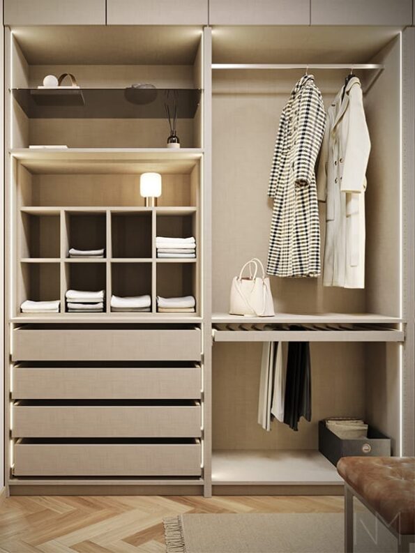 Walk-in Closet in Linen Collection. Colour Beige.