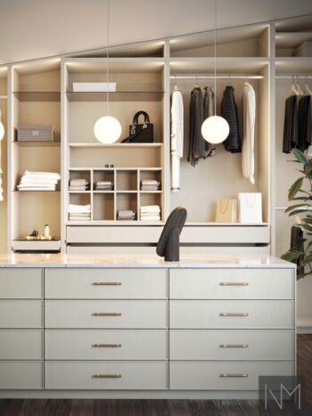 Frameline Drawer fronts in Jotun 12077 Sheer Grey. Frames in Grey Linen