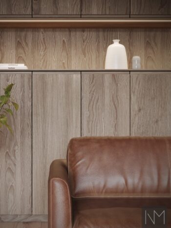 Oak Instyle fronts for storage in stain B-9043 Sandy Brown